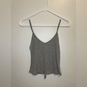 Women's Grey V-Neck Tie-Front Camisole Tank Top